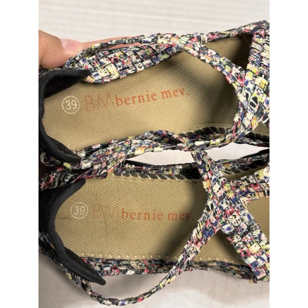 Bernie Mev Drake‎ Woven Elastic Wedge Sandals Floral Criss Cross Womens 39 US 8